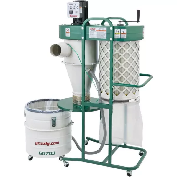 Grizzly Industrial 1-1/2 HP 2-Stage Cyclone Dust Collector