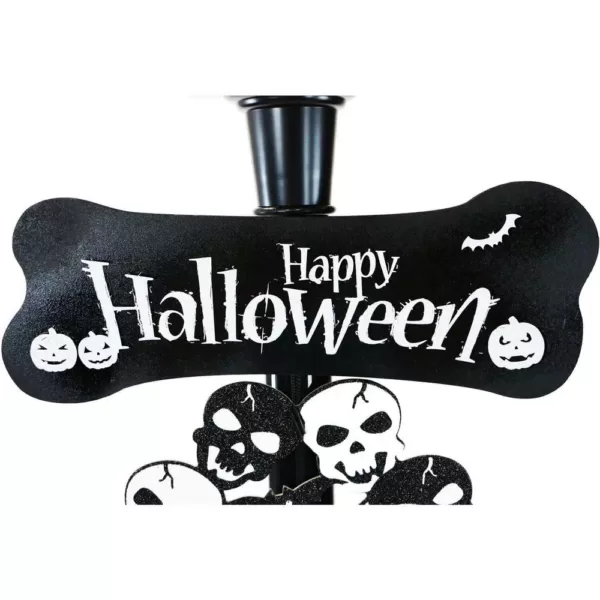 Haunted Hill Farm 71 in. Black Wicked Witch Lamp Post with Animation and Spooky Music