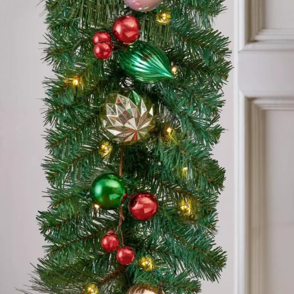 Home Accents Holiday 9 ft. Fantasleigh Battery Operated Pre-Lit LED Artificial Christmas Garland