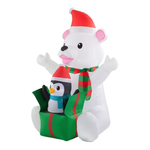 Home Accents Holiday 4 ft. Inflatable Bear with Penguin Scene