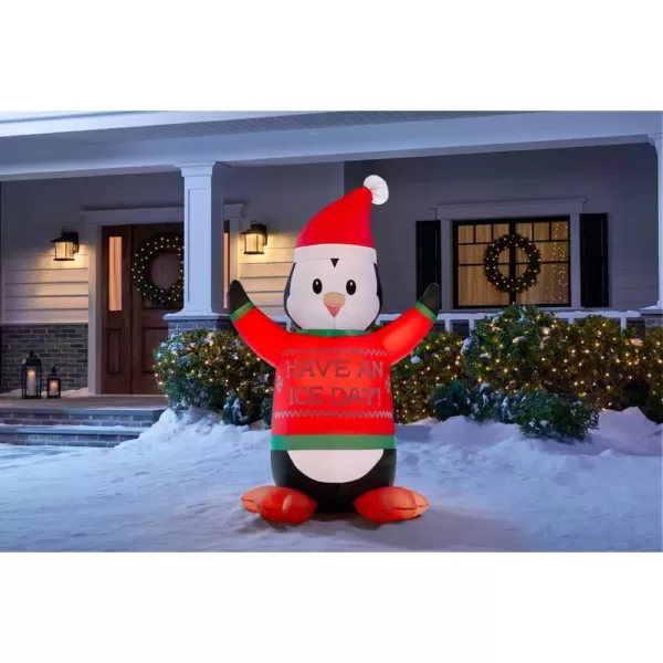 Home Accents Holiday 6 ft. Animated Inflatable Shivering Penguin Ice Day