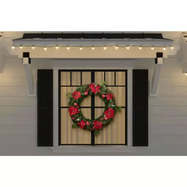 Home Accents Holiday 36 in Berry Bliss Battery Operated Mixed Pine LED Pre-Lit Artificial Wreath with Timer