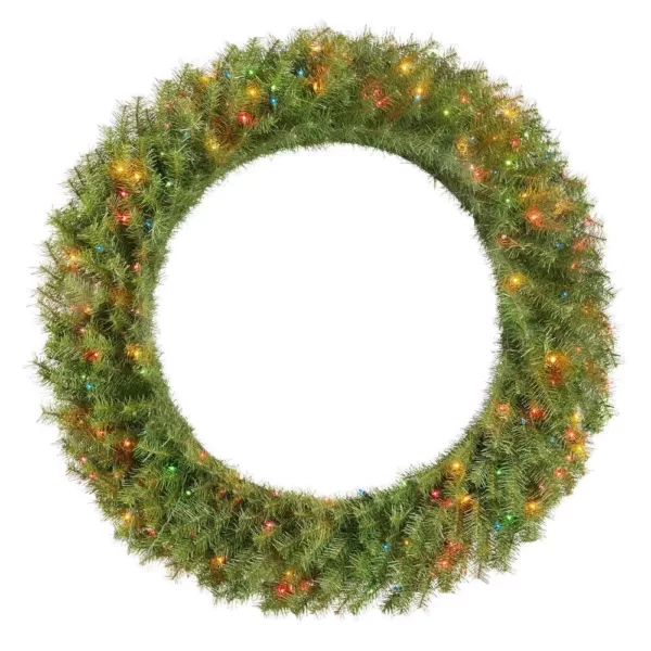 Home Accents Holiday 48 in. Dia Green Pre-Lit Incandescent Light Norwood Fir Artificial Christmas Wreath with 200-Lights