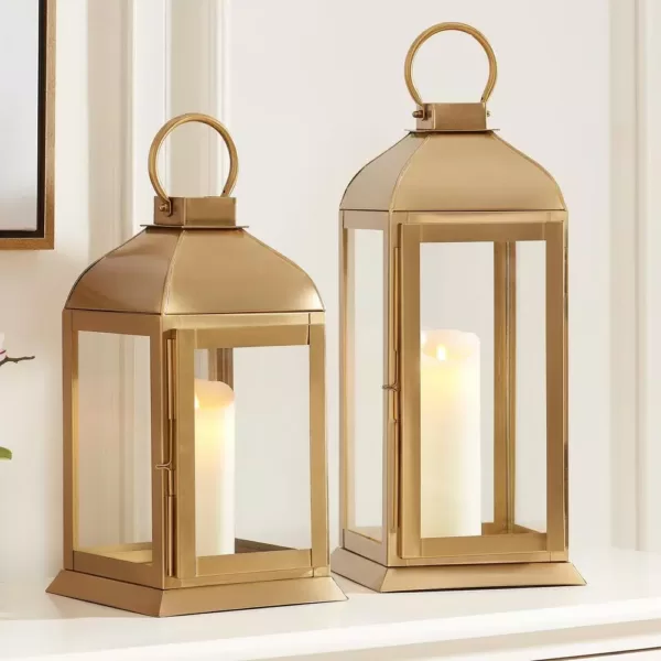 Home Decorators Collection Home Decorators Collection Gold Stainless Steel Candle Hanging or Tabletop Lantern (Set of 2)