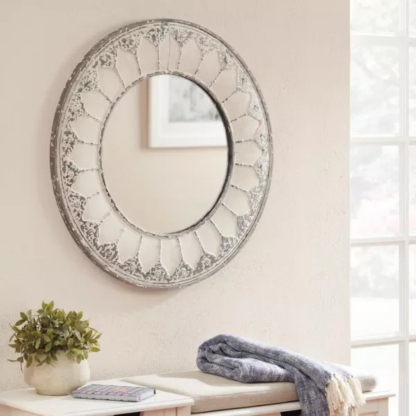 Home Decorators Collection Medium Round Ivory Antiqued Classic Accent Mirror (32 in. Diameter)