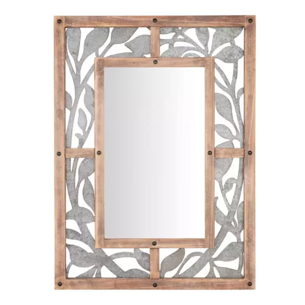 Home Decorators Collection Medium Rectangle Wood & Metal Antiqued Farmhouse Accent Mirror (39 in. H x 29 in. W)