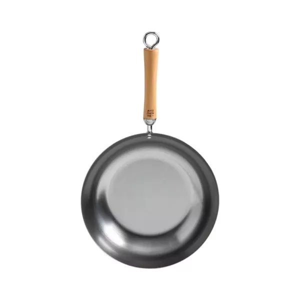 Honey-Can-Do Joyce Chen 12 in. Silver Carbon Steel Stir-Fry Pan with Birchwood Handle