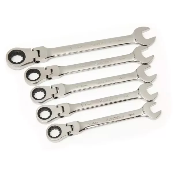 Husky Large Metric Flex Head Ratcheting Wrench Set (5-Piece)