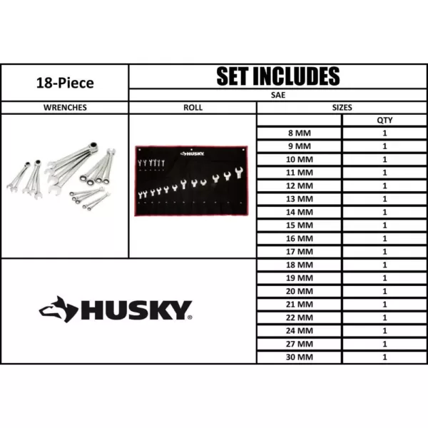 Husky Master Metric Ratcheting Wrench Set (18-Piece)