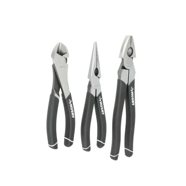 Husky High-Leverage Long Nose Pliers Set (3-Piece)