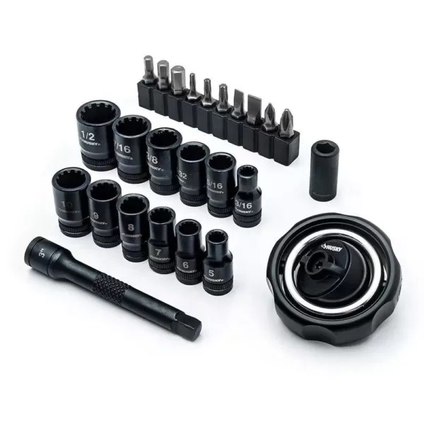 Husky 1/4 in. Drive Gimbal Ratchet and Universal Socket Set (25-Piece)