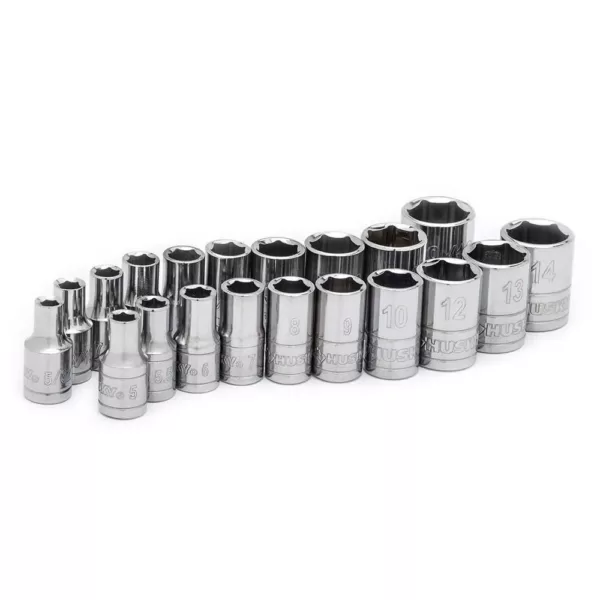 Husky 1/4 in. Drive Ratchet SAE/Metric Socket Set (30-Piece)