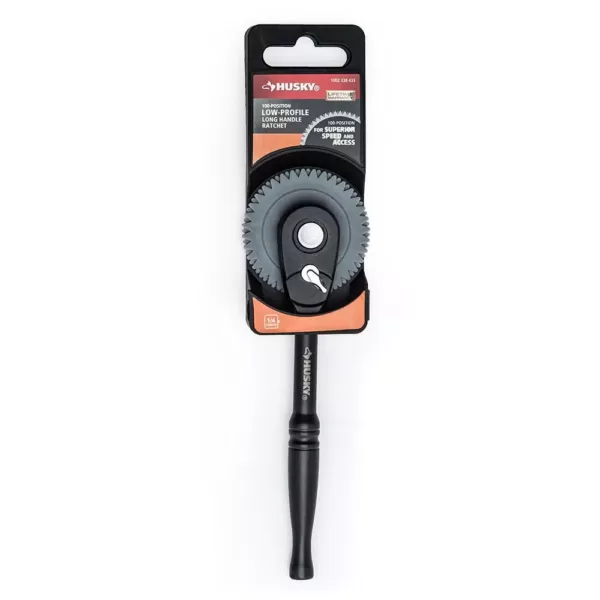 Husky 1/4 in. Drive 100-Position Low-Profile Long Handle Ratchet