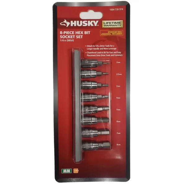 Husky 1/4 in. Drive Metric Hex Bit Socket Set (8-Piece)