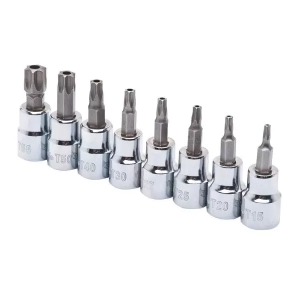 Husky 3/8 in. Drive Tamper Proof Torx Bit Socket Set (8-Piece)