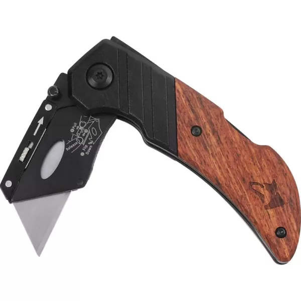 Husky Wood Handle Folding Lock-Back Utility Knife