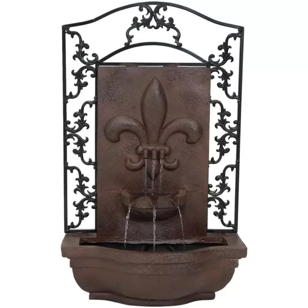 Sunnydaze Decor French Lily Resin Iron Solar Outdoor Wall Fountain