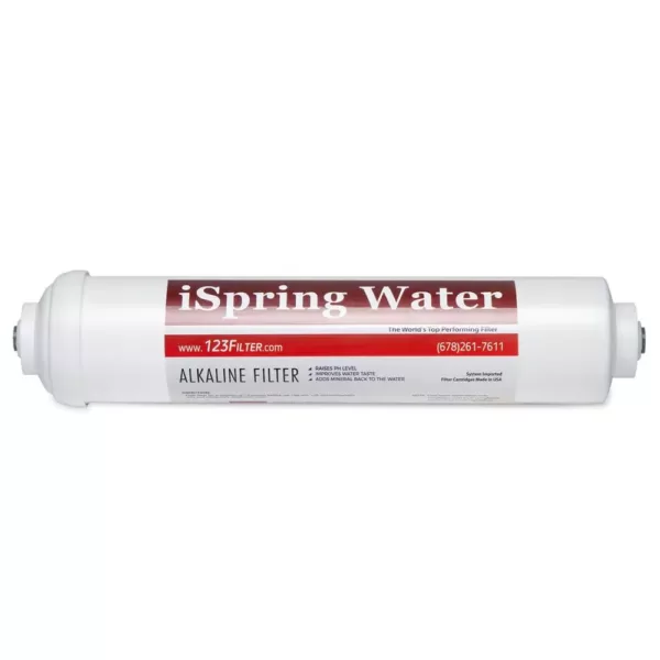 ISPRING Premium 10 in. Universal Inline Alkaline Replacement Water Filter Cartridge for Reverse Osmosis RO System, pH+