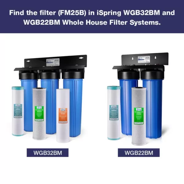 ISPRING 123 Filter Iron Manganese Reducing Replacement Water Filter, High Capacity 4.5 in. x 20 in. Big Blue