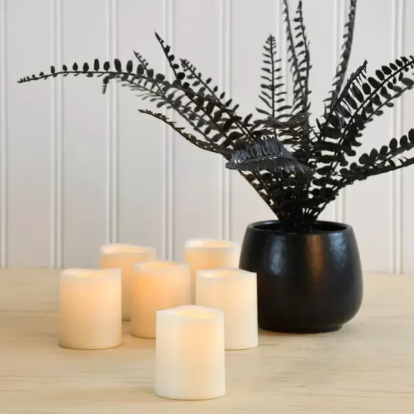 LUMABASE LED Amber Battery Operated Mini Pillar Candles Set of 6