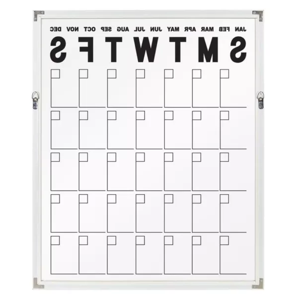 Kate and Laurel Calter White Acrylic Monthly Calendar Memo Board