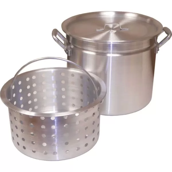 King Kooker 60 qt. Aluminum Stock Pot in Silver with Lid