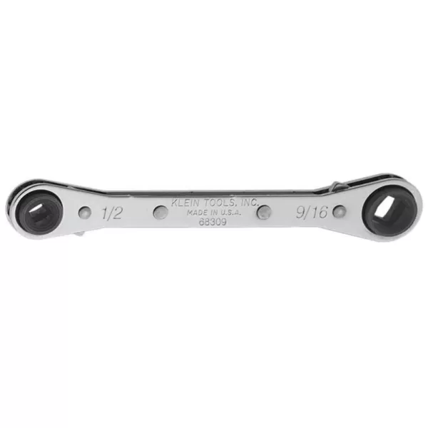 Klein Tools 3/16 in. and 1/4 in. Square x 1/2 in. and 9/16 in. Hex Ratcheting Refrigeration Wrench