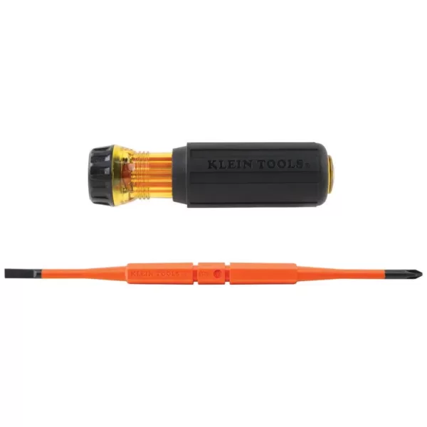 Klein Tools 2-in-1 Insulated Flip-Blade Screwdriver, #1 Phillips, 3/16 in. Slotted