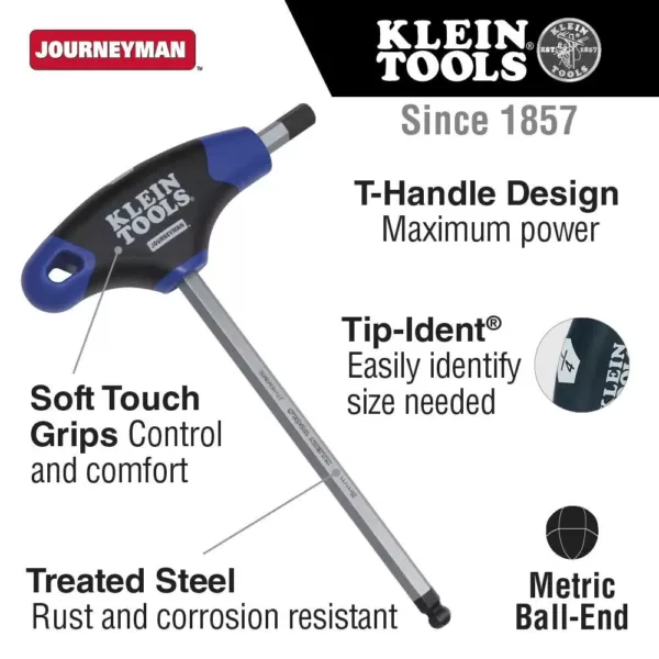 Klein Tools 6 in. Journeyman Metric Ball-End T-Handle Set with Stand (8-Piece)