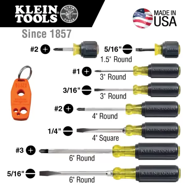 Klein Tools Screwdriver Set Plus Magnetizer, Cushion-Grip, 8-Piece