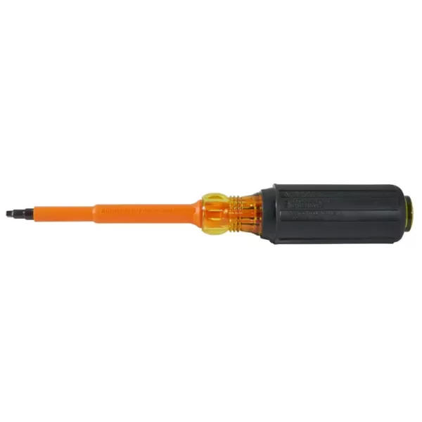 Klein Tools #2 Insulated Square-Recess Tip Screwdriver with 4 in. Round Shank and Cushion Grip Handle