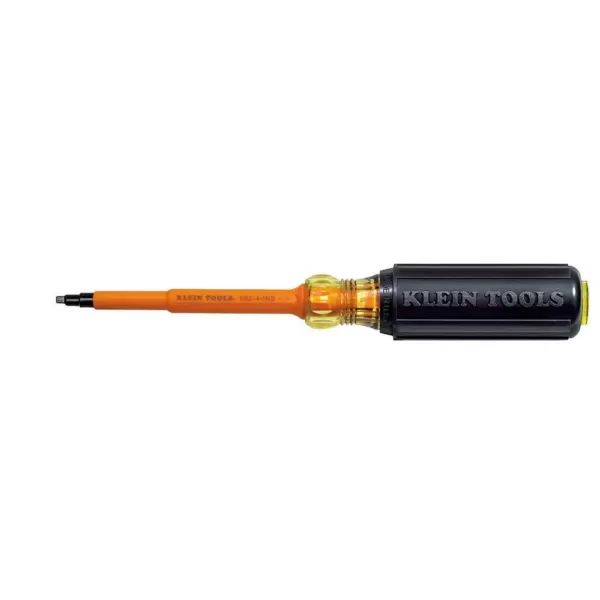 Klein Tools #2 Insulated Square-Recess Tip Screwdriver with 4 in. Round Shank and Cushion Grip Handle