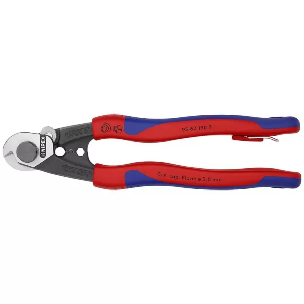 KNIPEX 7-1/2 in. Wire Rope Cutters with Dual-Comfort Grip Handles and Tether Attachment