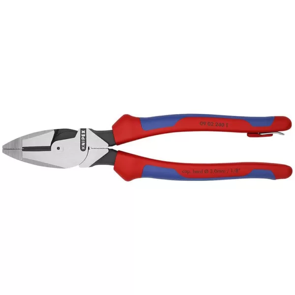 KNIPEX 9-1/2 in. High Leverage Lineman's Pliers with Dual-Component Comfort Grips and Tether Attachment