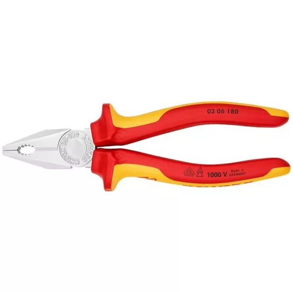 KNIPEX 7-1/4 in. Insulated Combination Pliers with Comfort Grip and Chrome Finish