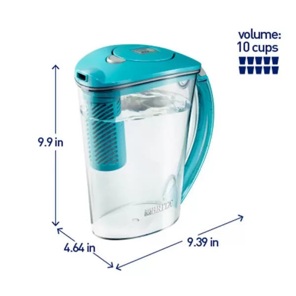 Brita Stream Rapids 10-Cup Filter as You Pour Water Pitcher in Lake Blue with Water Filter, BPA Free