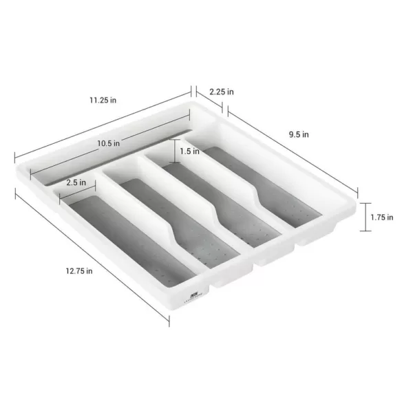 Lavish Home Silverware White 5-Compartment Drawer Organizer