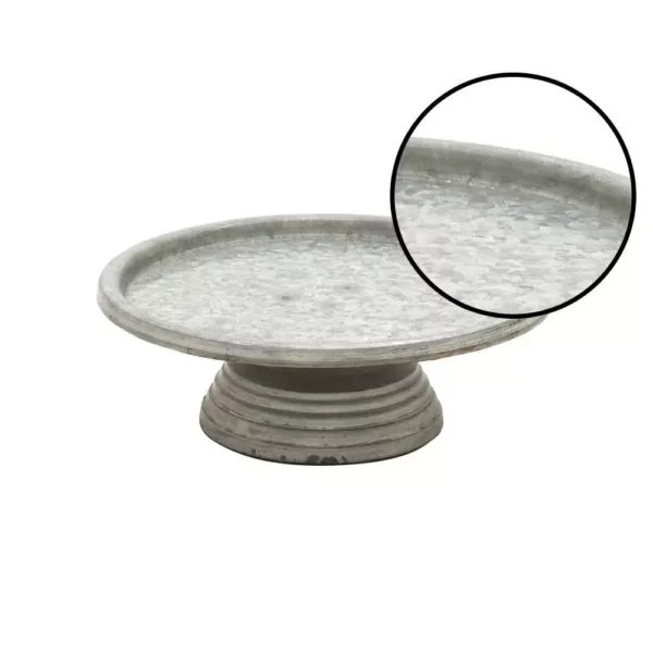 LITTON LANE 13 in. Round Gray and Black Iron Cake Stand