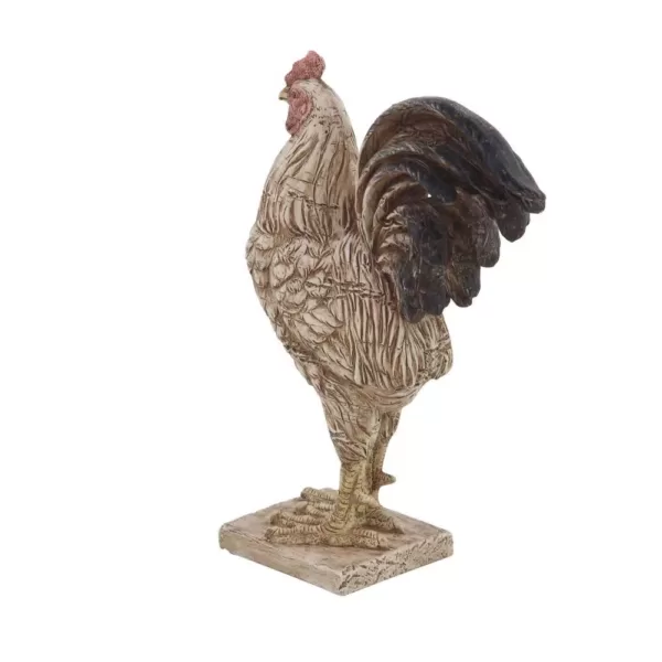 LITTON LANE Rooster Polystone Sculpture in Textured Beige