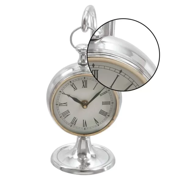 LITTON LANE 11 in. x 5 in. Classic Aluminum Round Table Clock