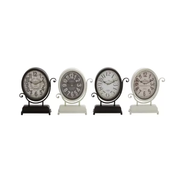 LITTON LANE 12 in. x 9 in. Oval International Caf Desk Clocks (Set of 4)