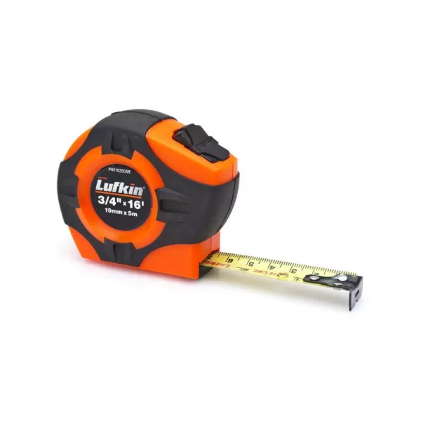 Lufkin P1000 Series 3/4 in. x 5m/16 ft. Hi-Viz Orange SAE/Metric Yellow Clad A30 Blade Power Return Tape Measure