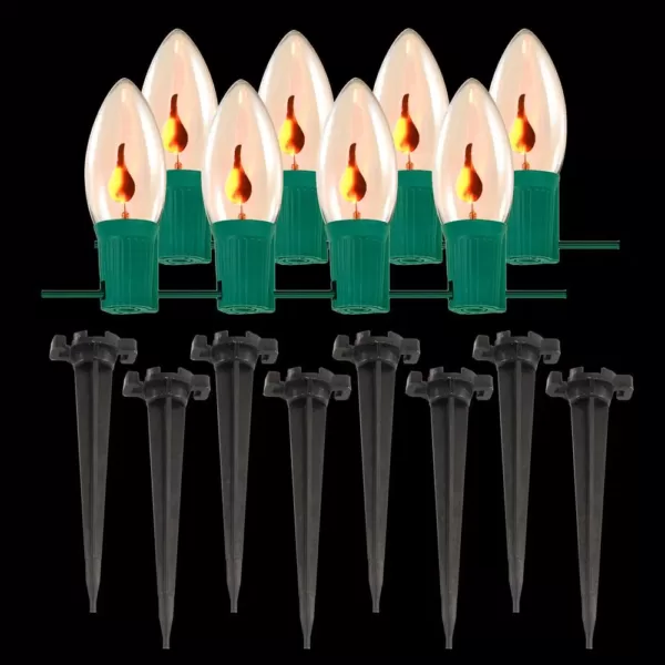 LUMABASE Electric Orange Halloween Pathway Lights with 8-Flame Effect Lights