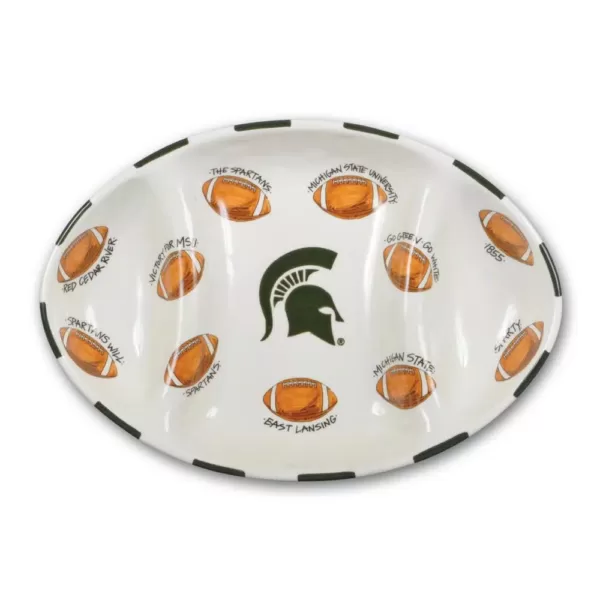 Magnolia Lane Michigan State Ceramic Football Tailgating Platter