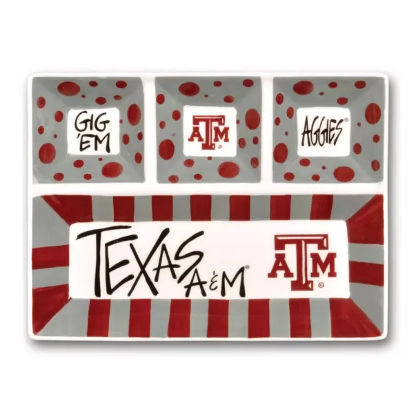 Magnolia Lane Texas A and M Ceramic 4 Section Tailgating Serving Platter