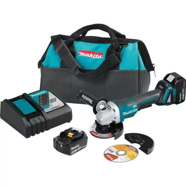 Makita 18-Volt LXT Brushless 4-1/2 in./5 in. Paddle Switch Cut-Off/Angle Grinder Kit with bonus 18-Volt LXT L.E.D. Flashlight