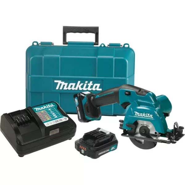 Makita 12-Volt Max CXT Lithium-Ion Cordless 3-3/8 in. Circular Saw Kit, Case (2.0Ah)