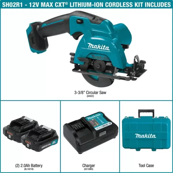 Makita 12-Volt Max CXT Lithium-Ion Cordless 3-3/8 in. Circular Saw Kit, Case (2.0Ah)