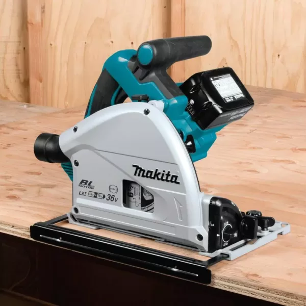 Makita 18-Volt X2 LXT Lithium-Ion (36-Volt) Brushless Cordless 6-1/2 in. Plunge Circular Saw w/ (2) Batteries 5.0Ah, 55T Blade