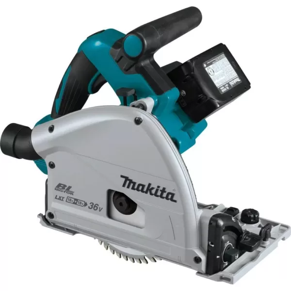 Makita 18-Volt X2 LXT Lithium-Ion (36V) Brushless 6-1/2 in. Plunge Circular Saw Kit 5.0Ah with bonus 39 in. Metal Guide Rail